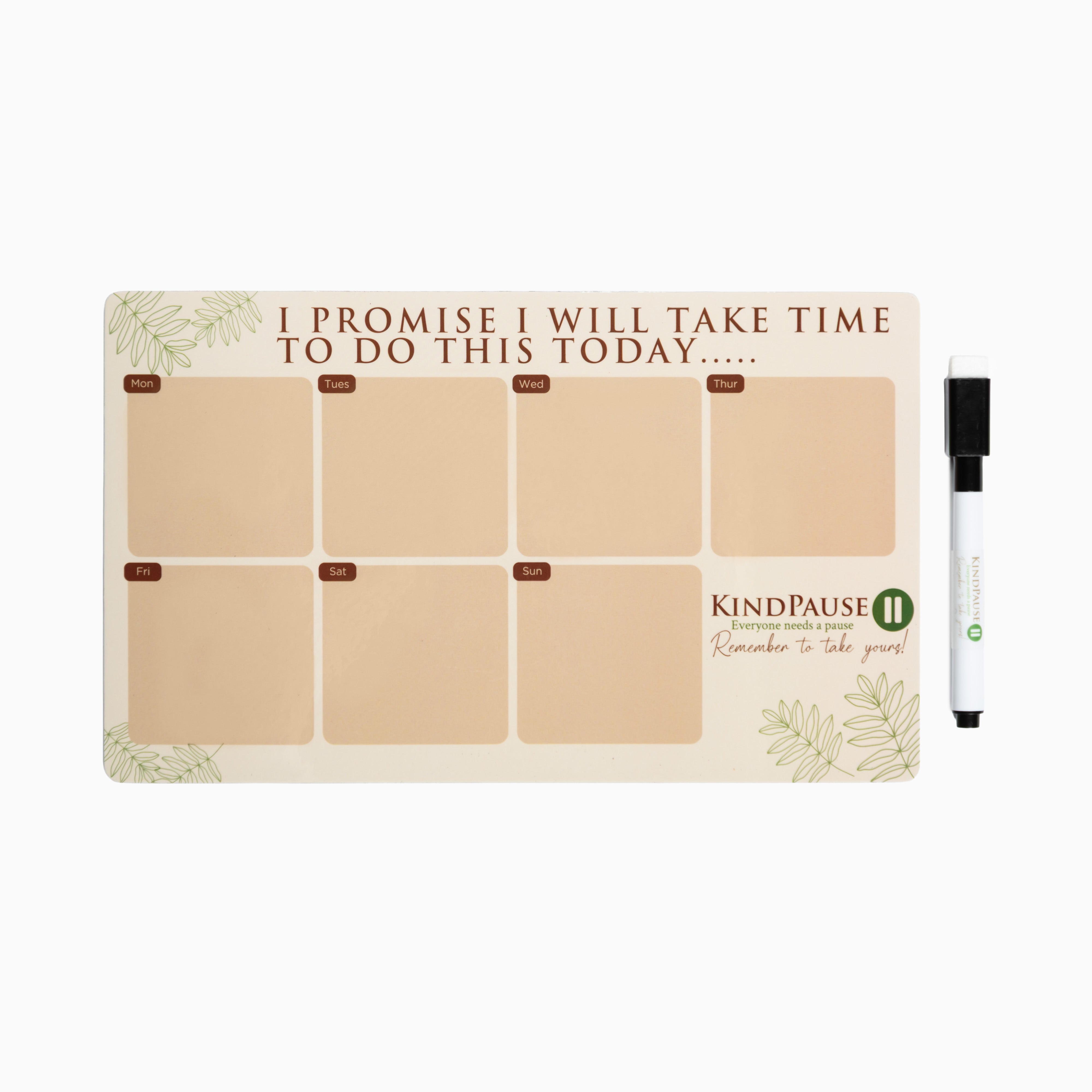 KindPause Weekly Organiser (Fridge Magnet & Pen)